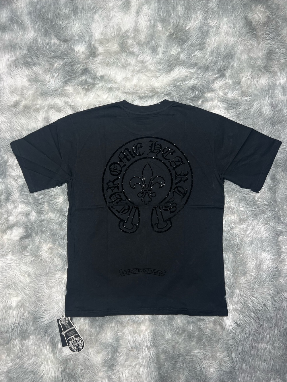 CHROME HEARTS Black Graphic Men's T-Shirt with Embossed Crest